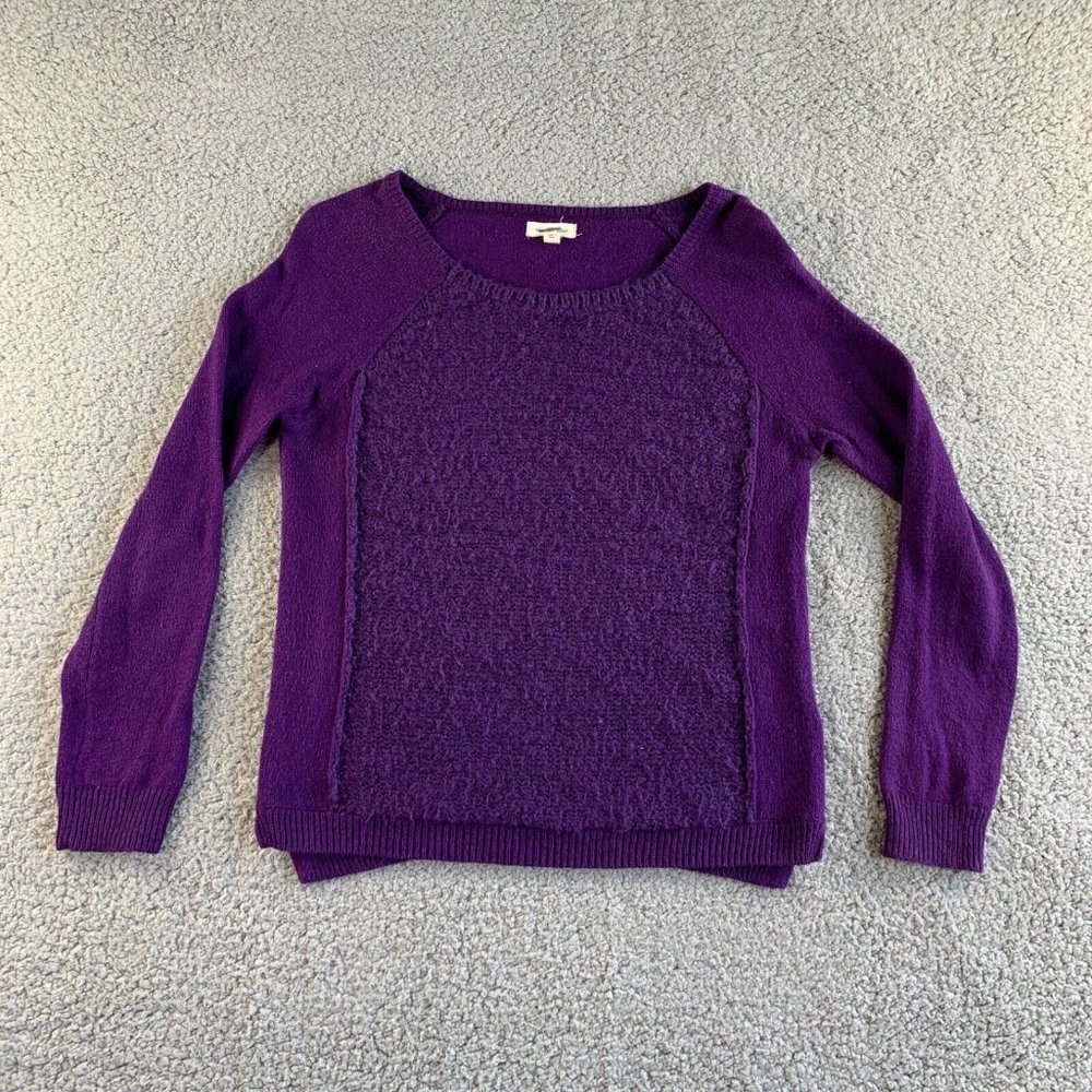 Silence + Noise‎ Anthropologie Sweater Womens Small Fuzzy Angora Blend Purple